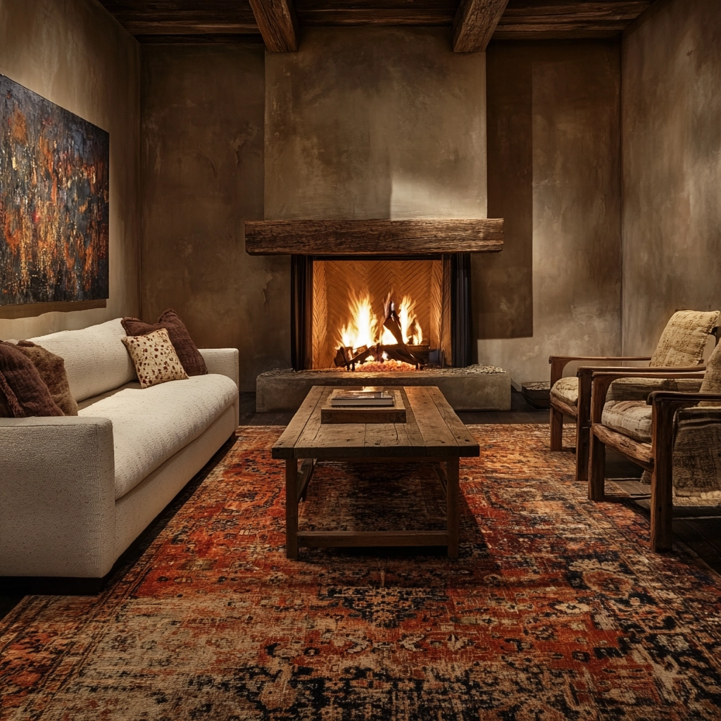 vintage carpet living room 19