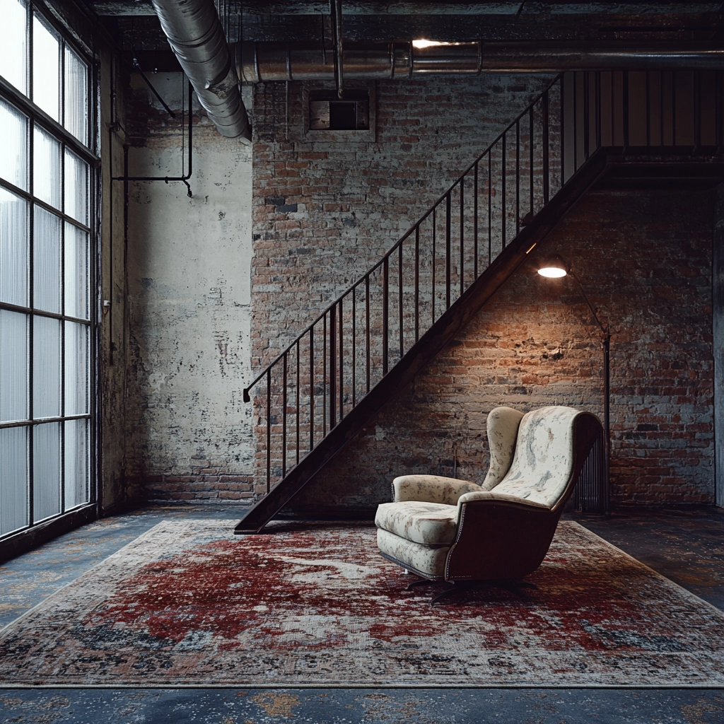 vintage carpet living room 23