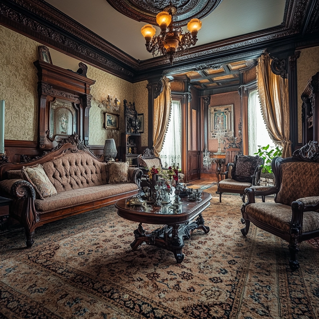 vintage carpet living room 33