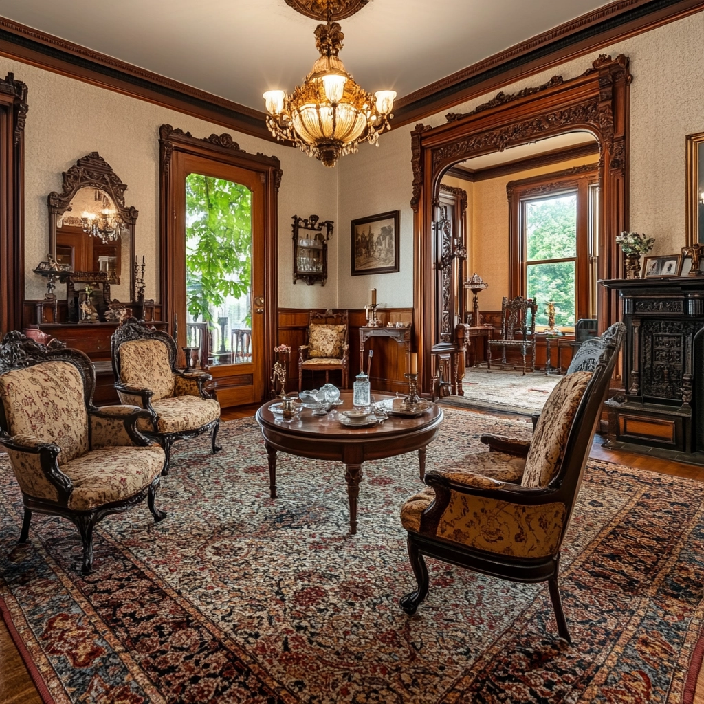 vintage carpet living room 34