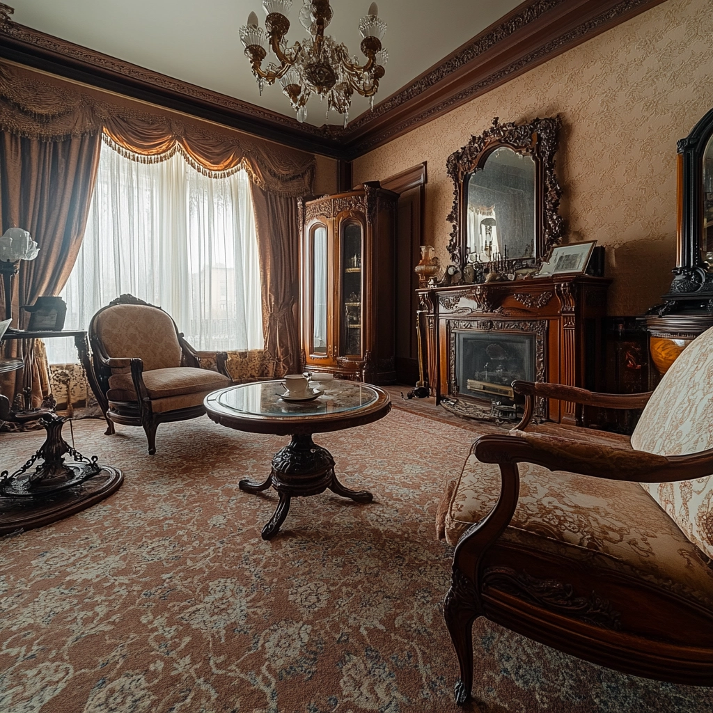 vintage carpet living room 36