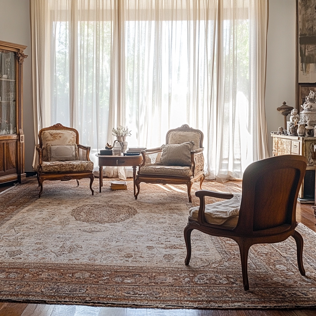 vintage carpet living room 4
