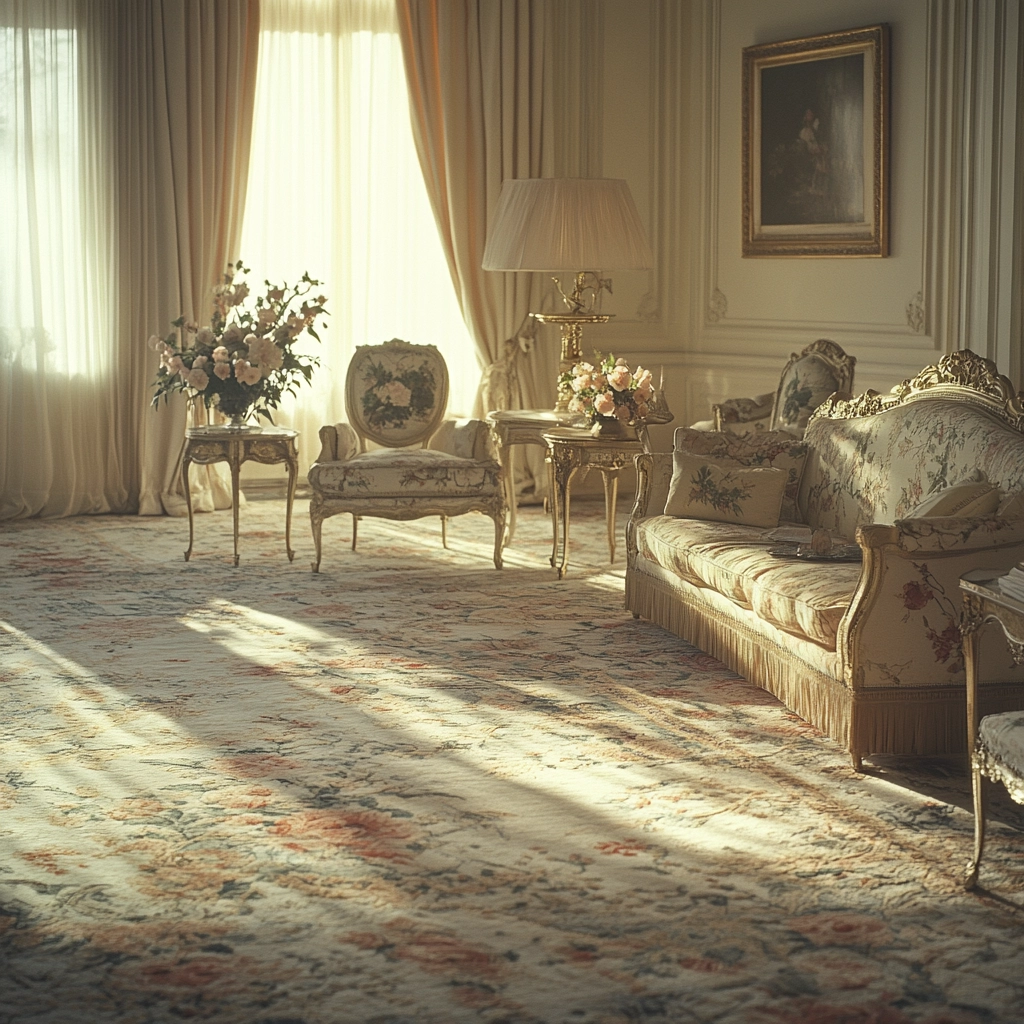 vintage carpet living room 43
