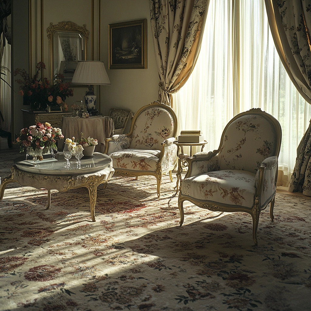 vintage carpet living room 44