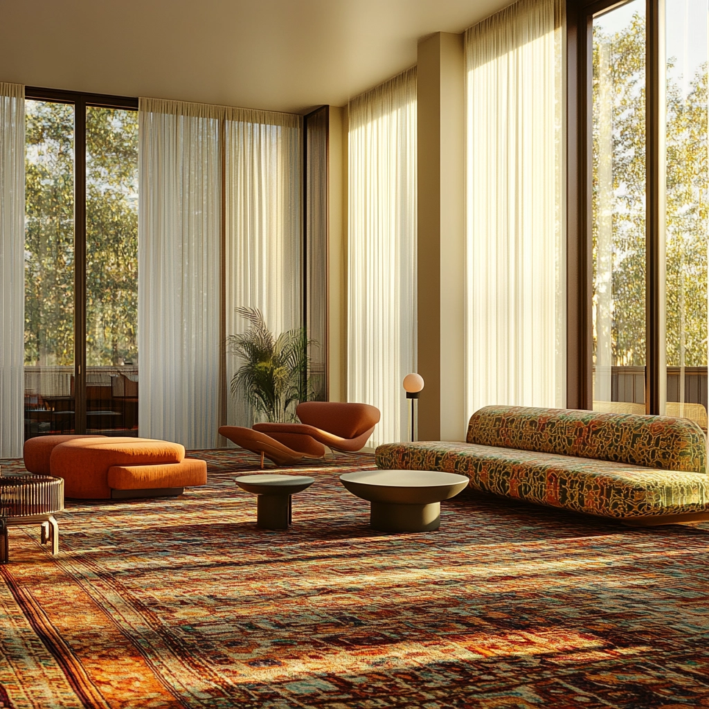 vintage carpet living room 49