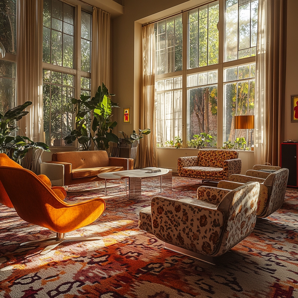 vintage carpet living room 50