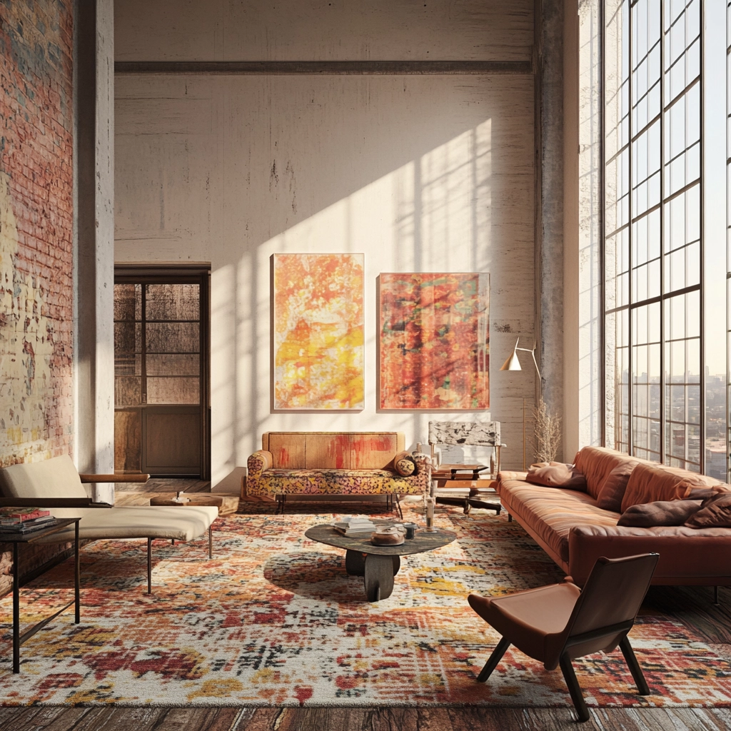 vintage carpet living room 52