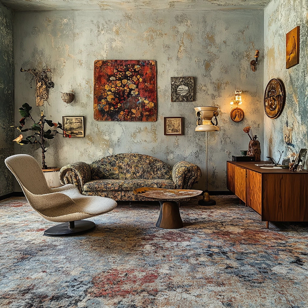 vintage carpet living room 54