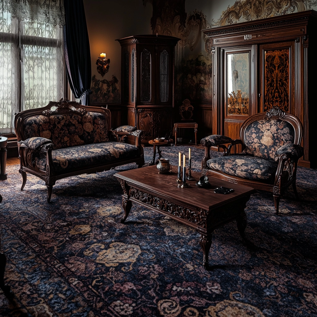 vintage carpet living room 63