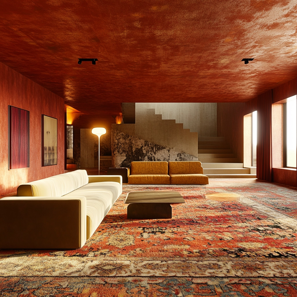 vintage carpet living room 76