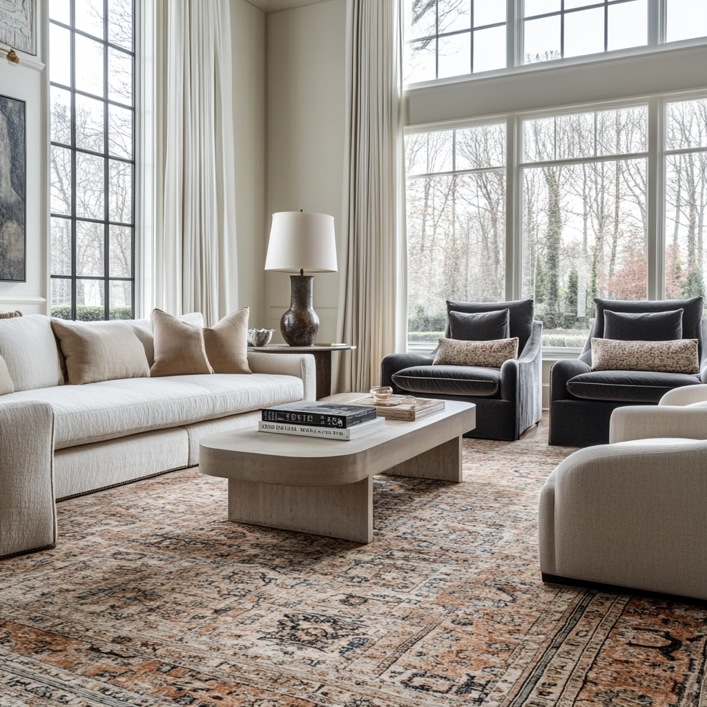 vintage carpet living room 79