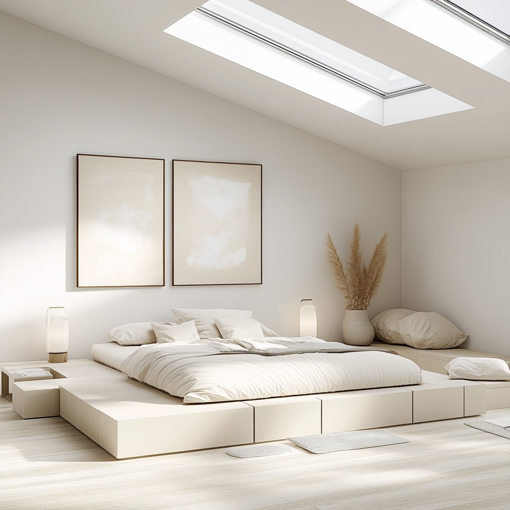 white and beige bedroom 34
