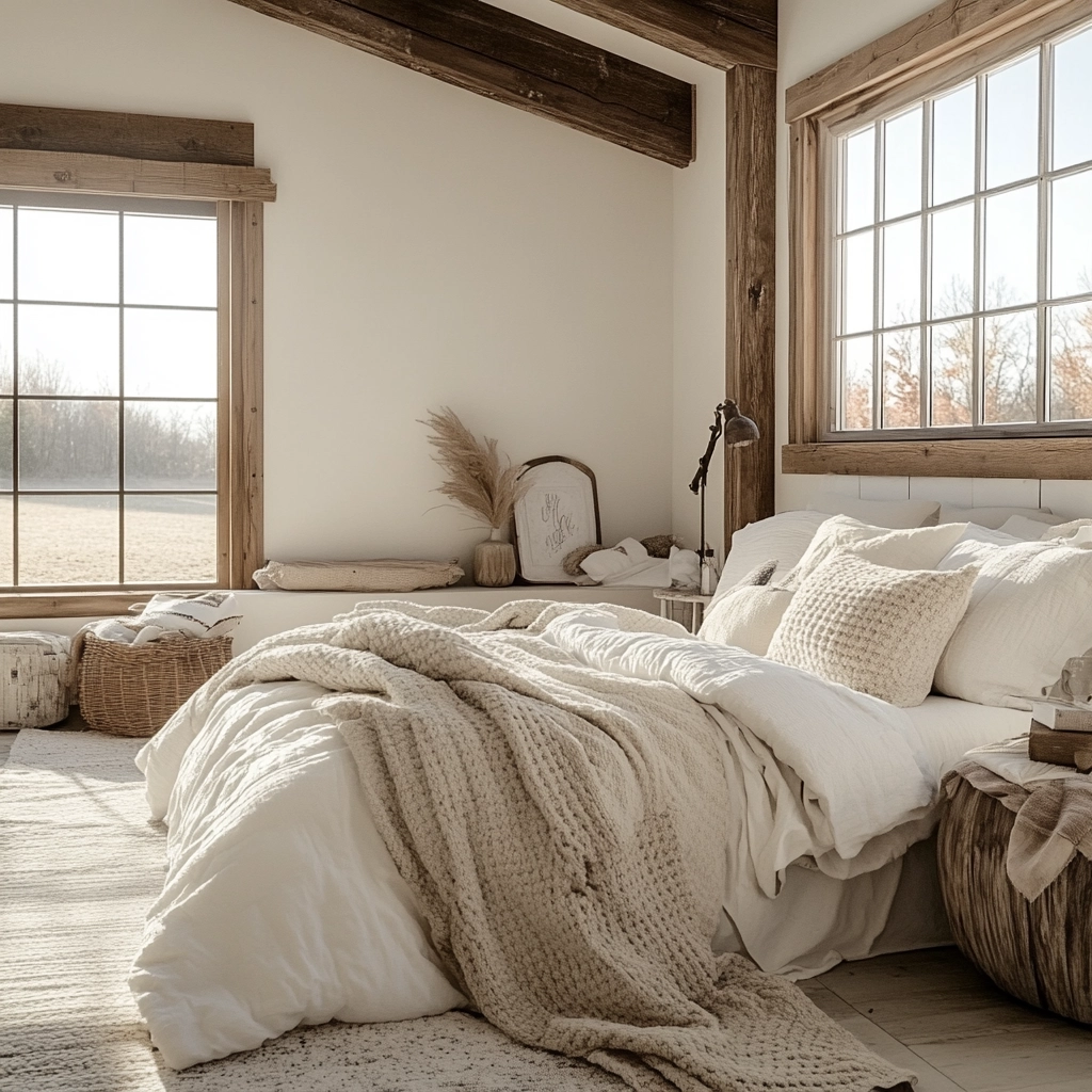 white and beige bedroom 37