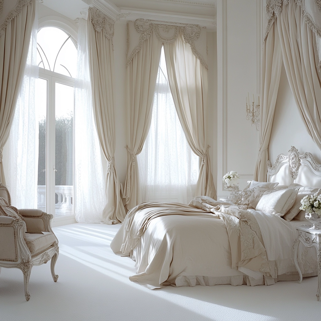 white and beige bedroom 57