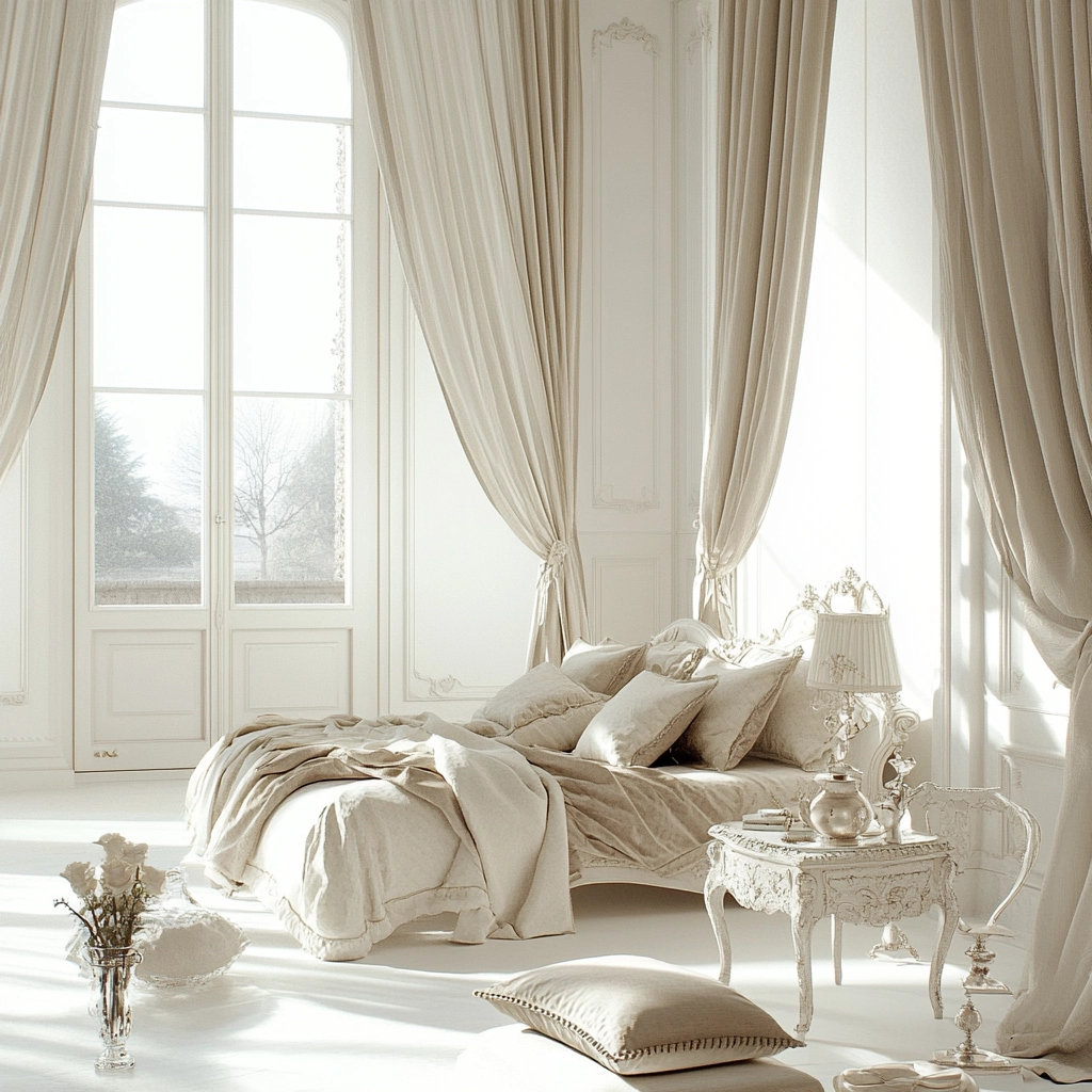 white and beige bedroom 59