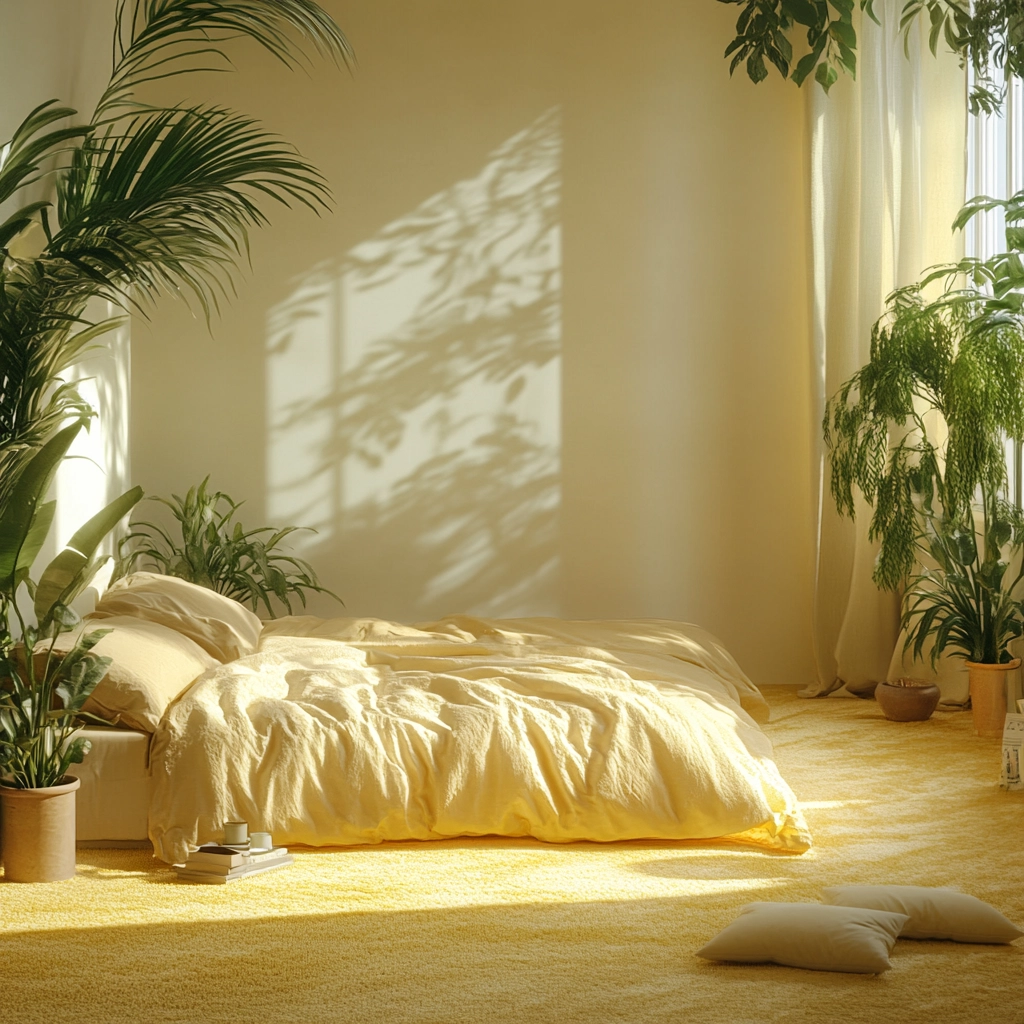 yellow carpet bedroom 80