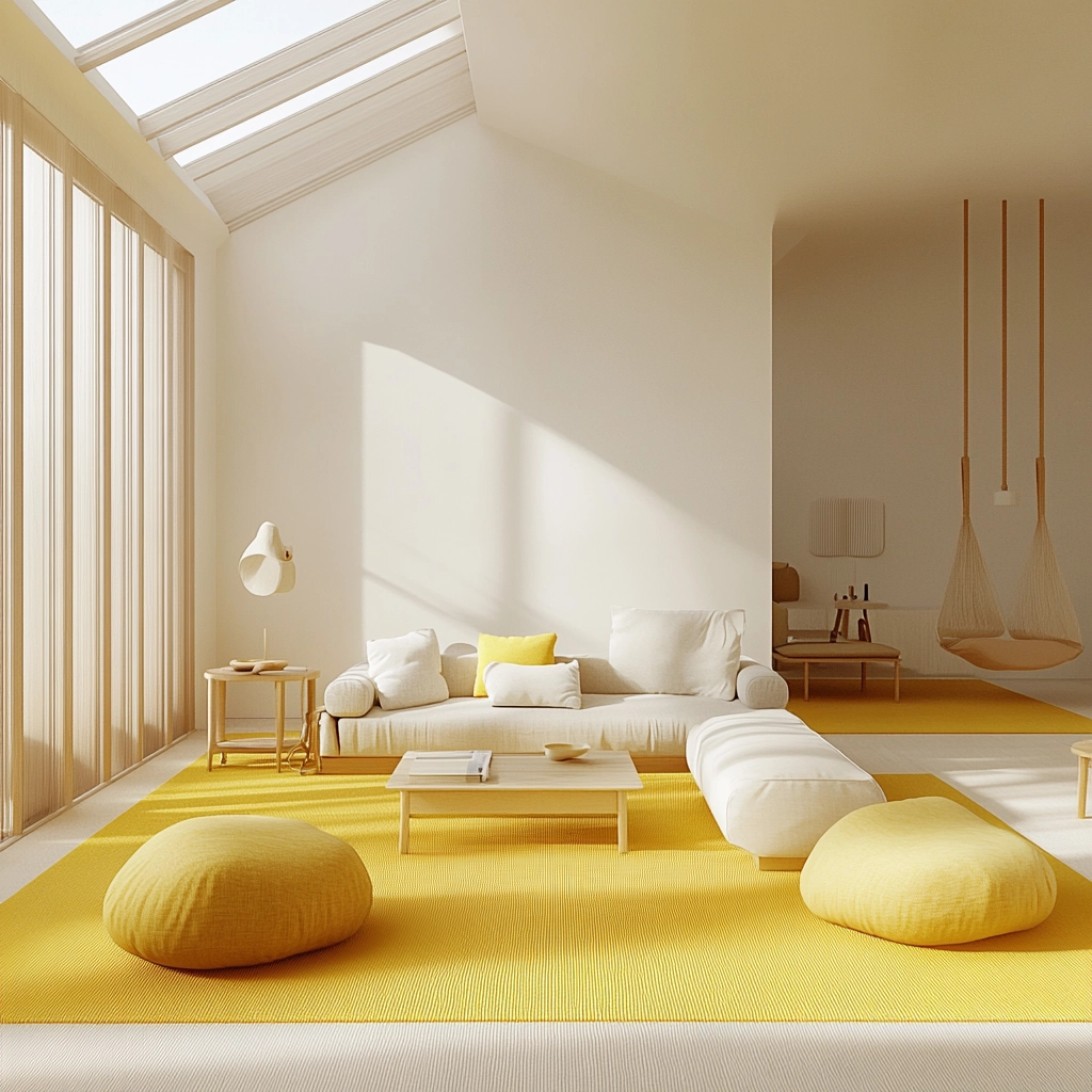 yellow carpet living room 12