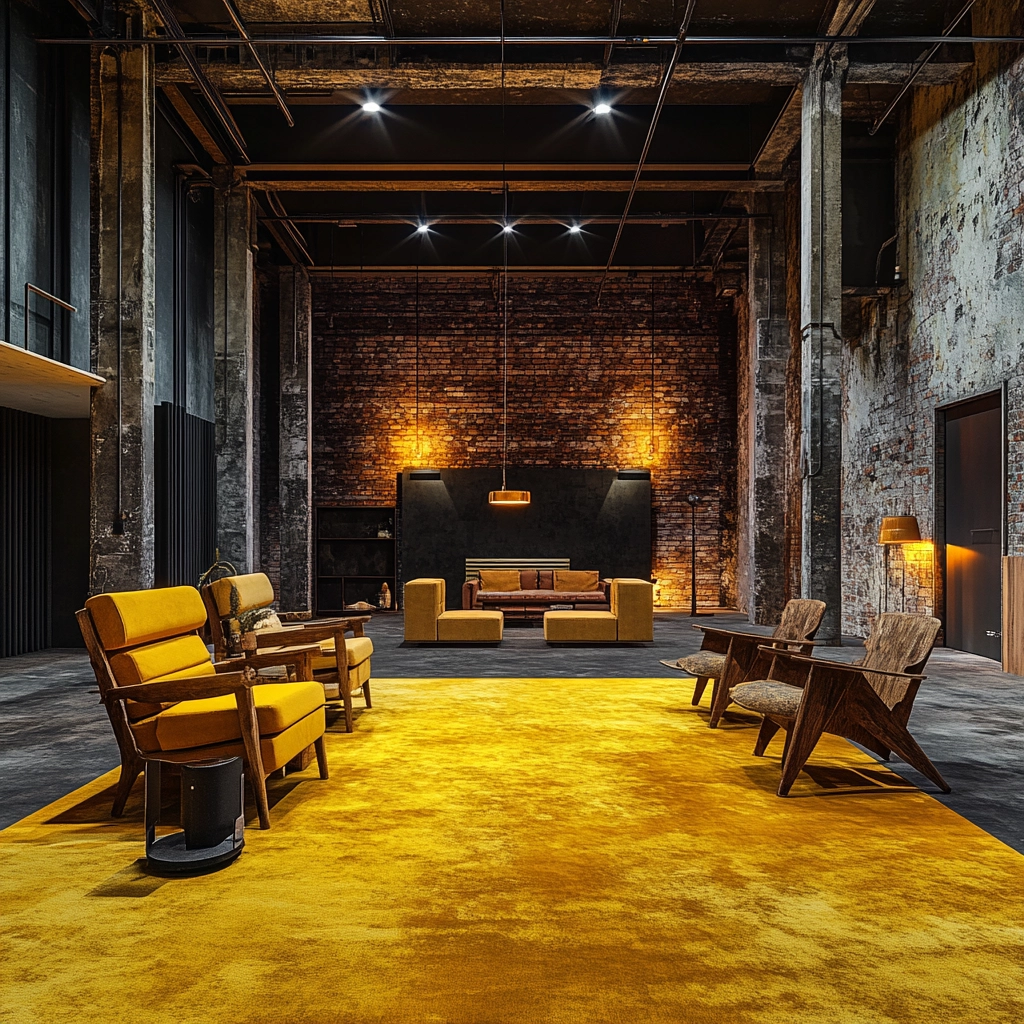yellow carpet living room 14