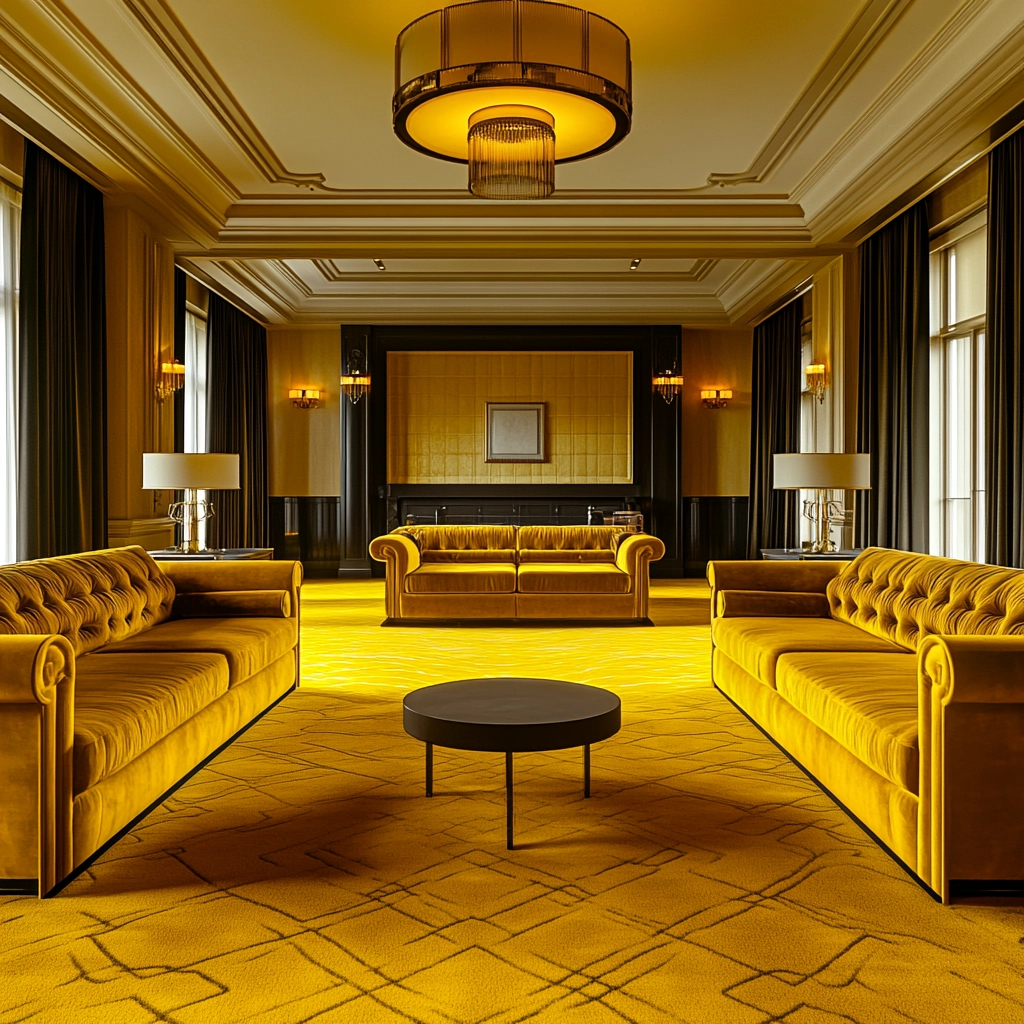 yellow carpet living room 19