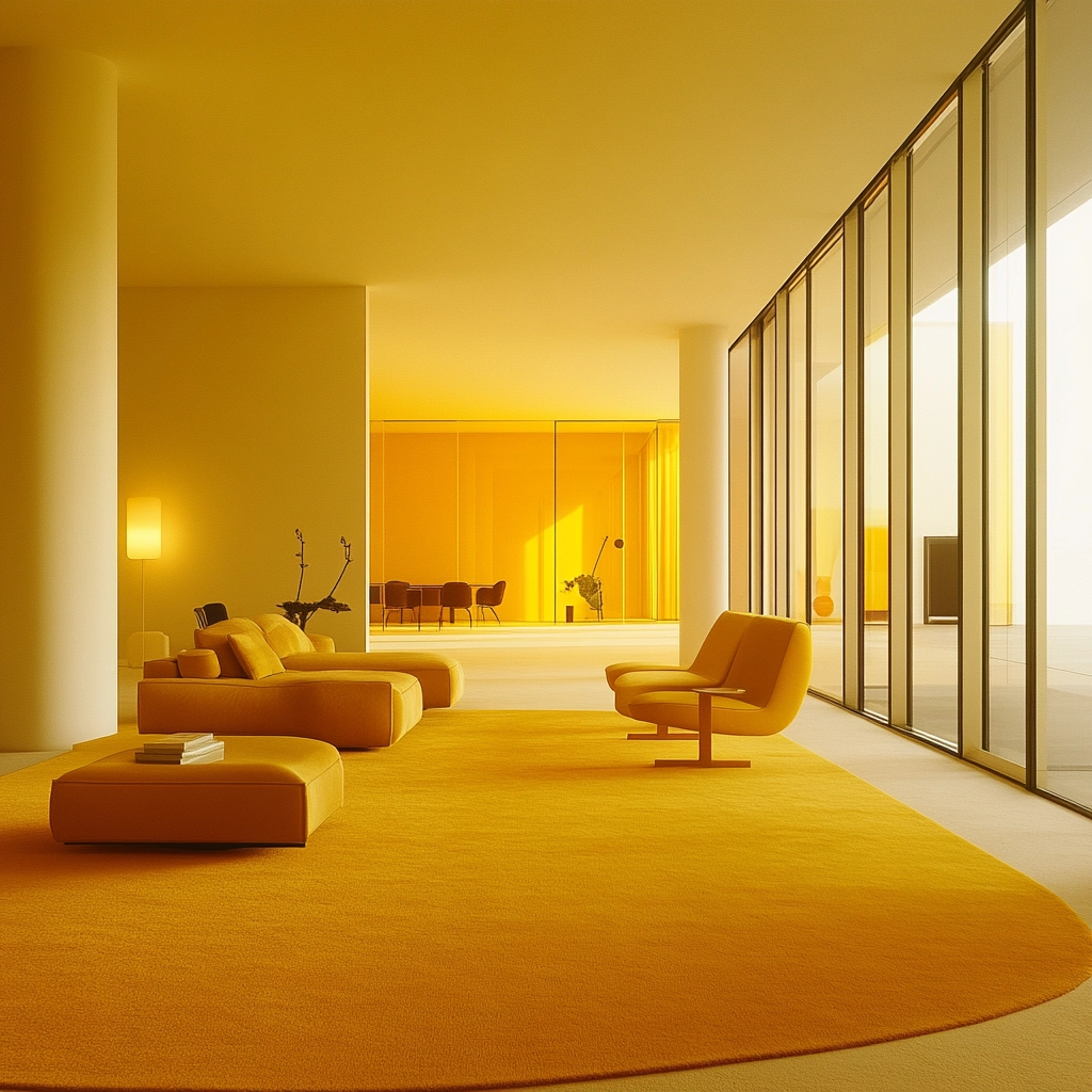 yellow carpet living room 25