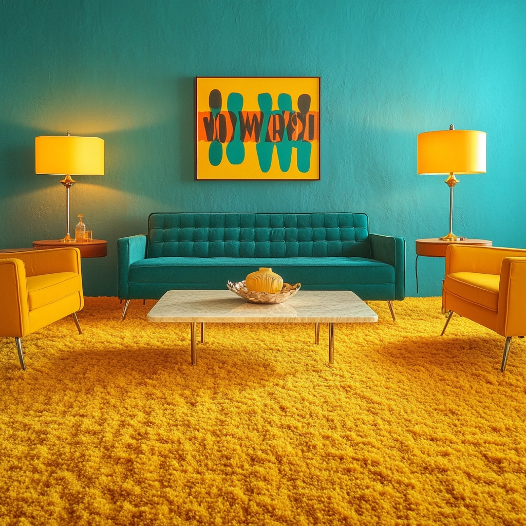 yellow carpet living room 29