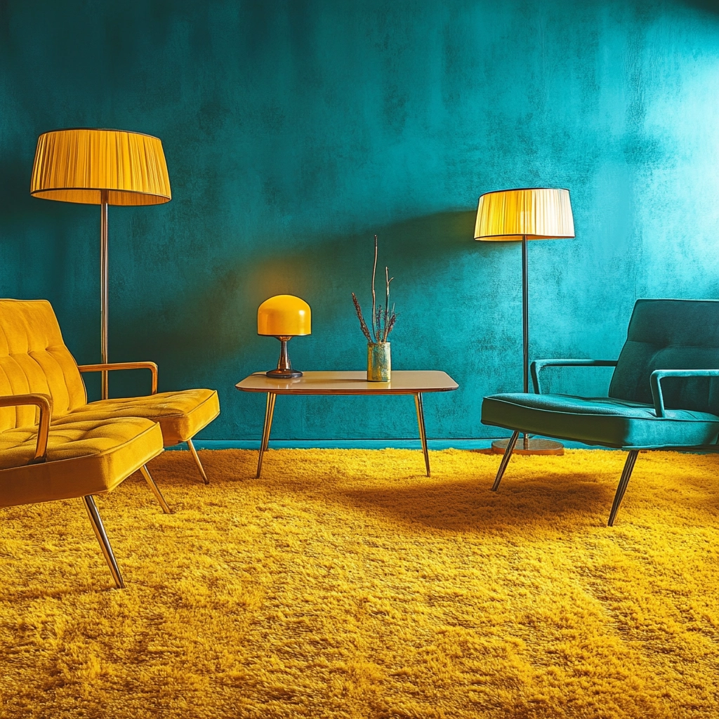 yellow carpet living room 32