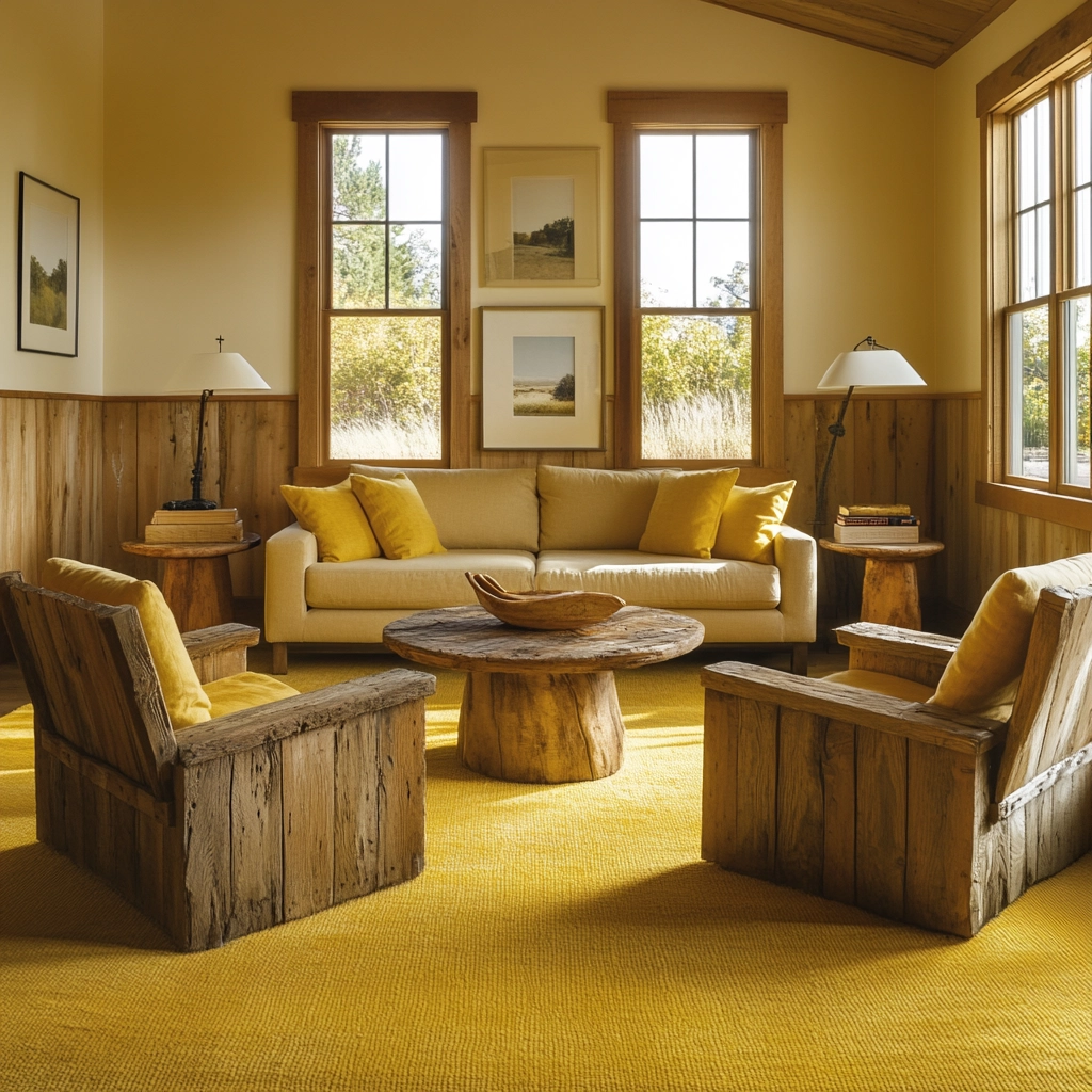 yellow carpet living room 33