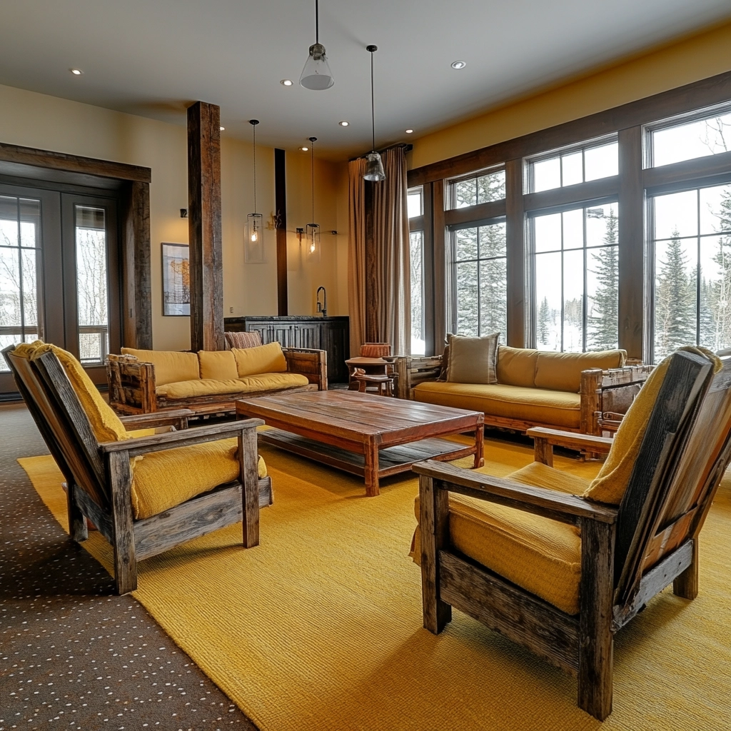 yellow carpet living room 36