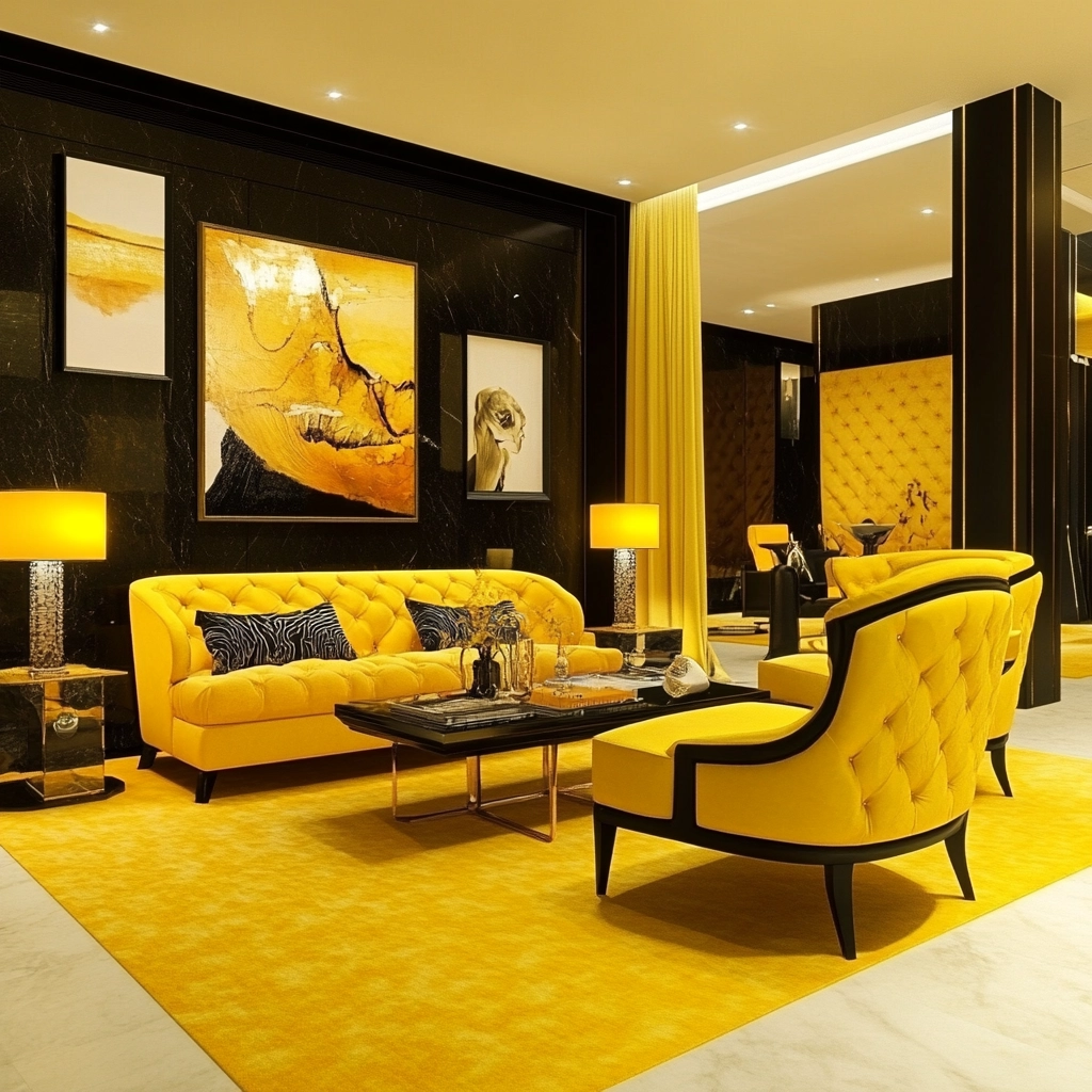 yellow carpet living room 37