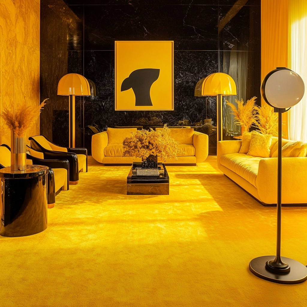 yellow carpet living room 39