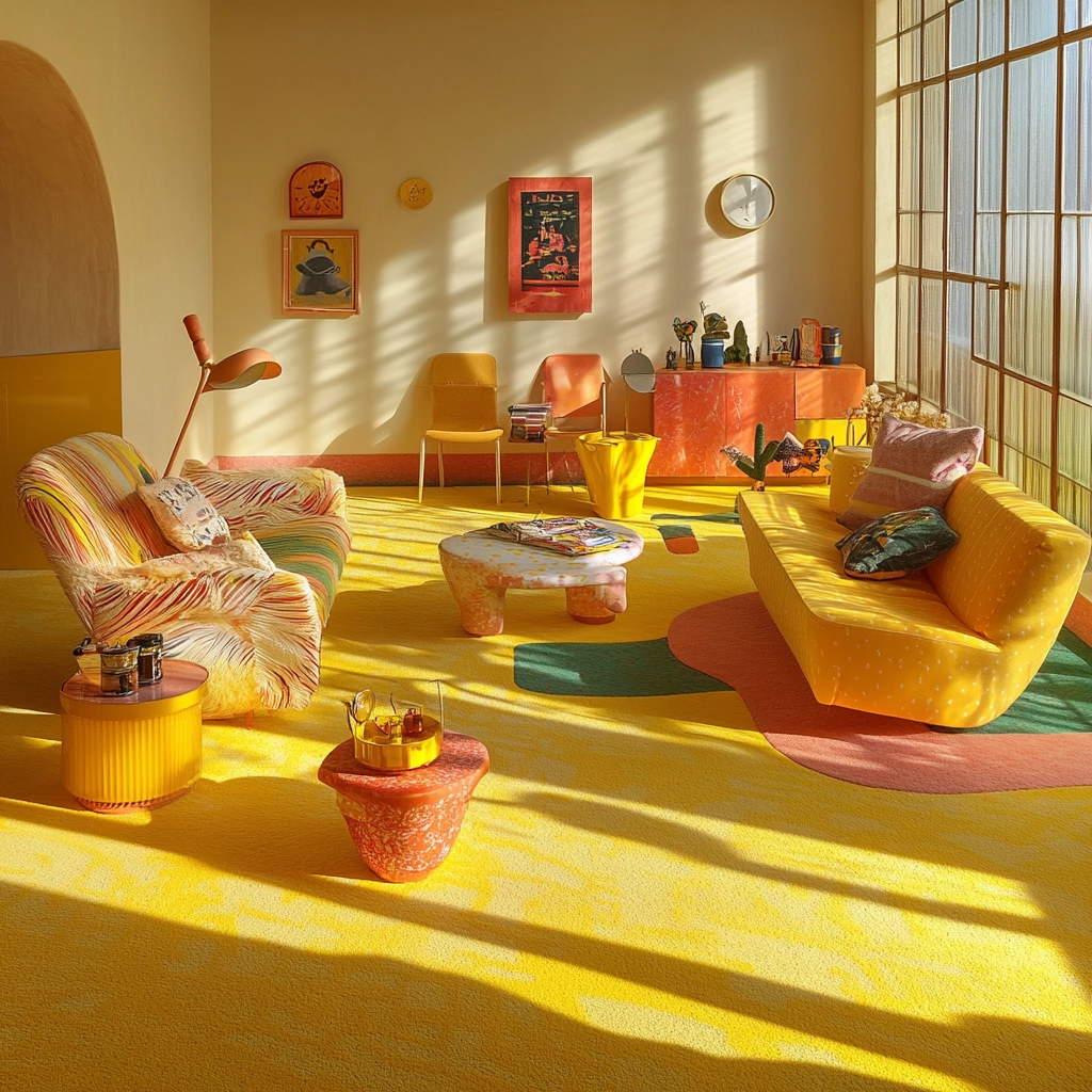 yellow carpet living room 41