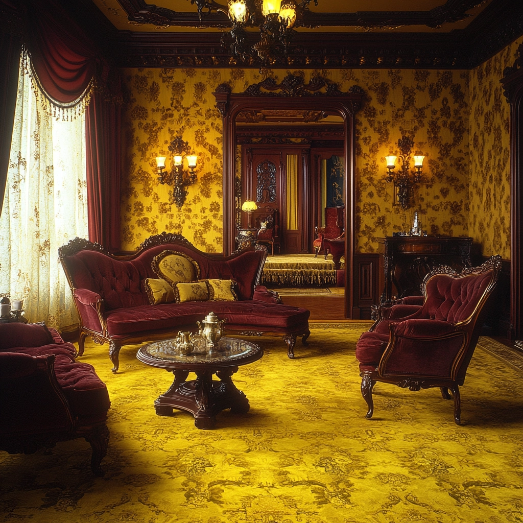 yellow carpet living room 49