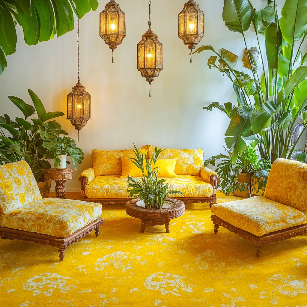 yellow carpet living room 5