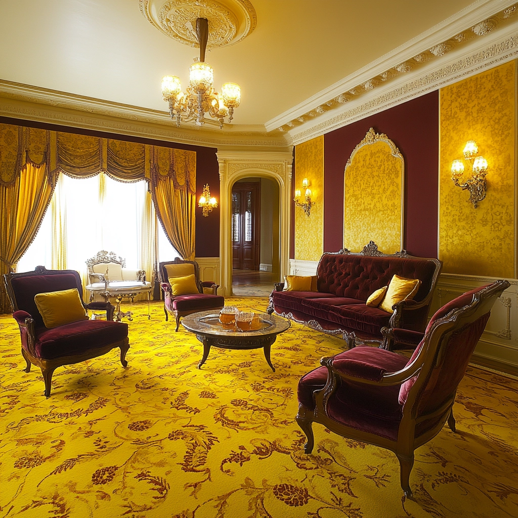 yellow carpet living room 51