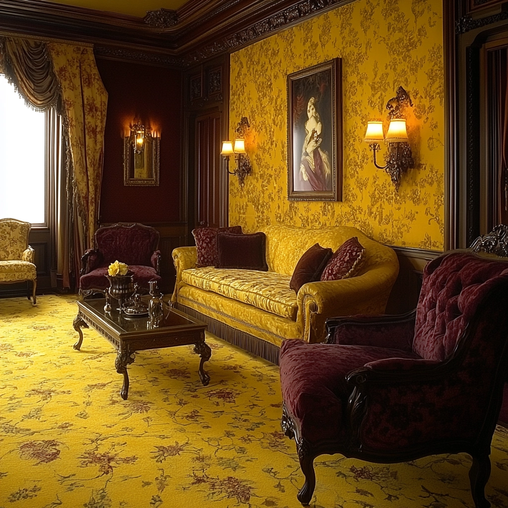 yellow carpet living room 52
