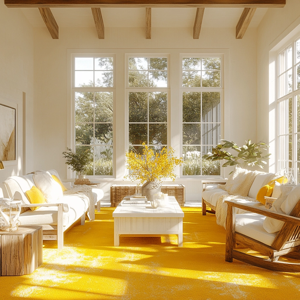yellow carpet living room 54