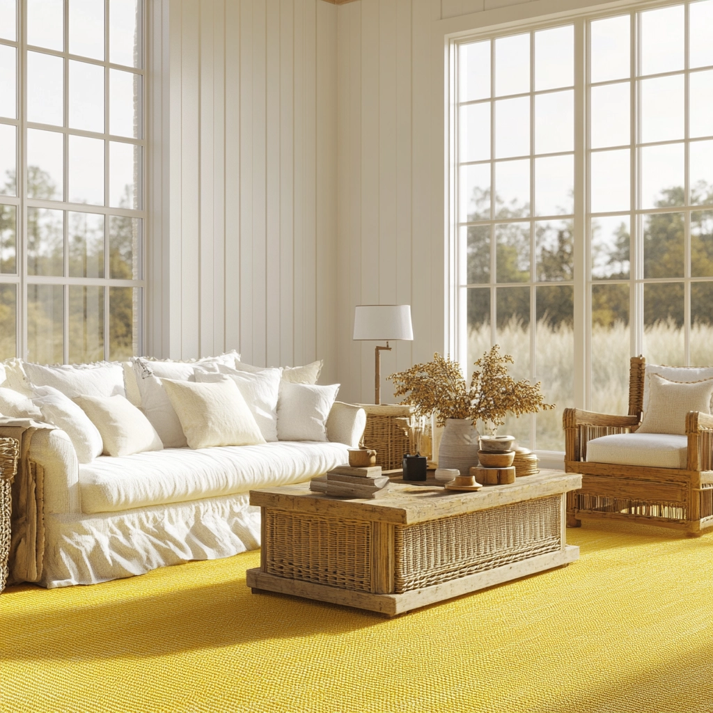 yellow carpet living room 55