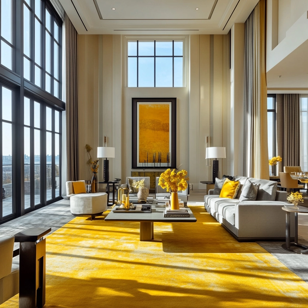 yellow carpet living room 57