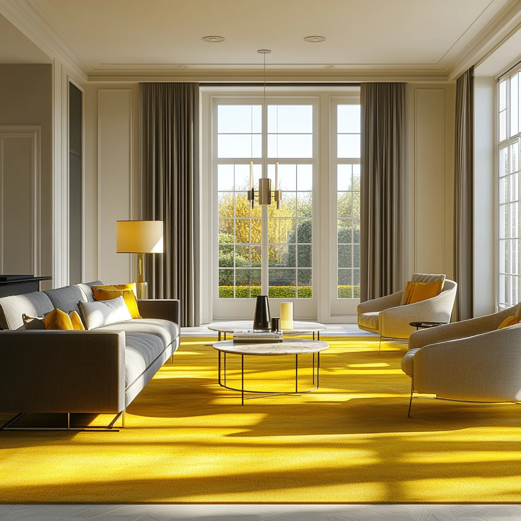 yellow carpet living room 59