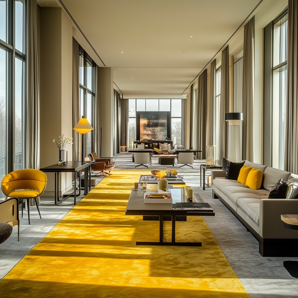 yellow carpet living room 60
