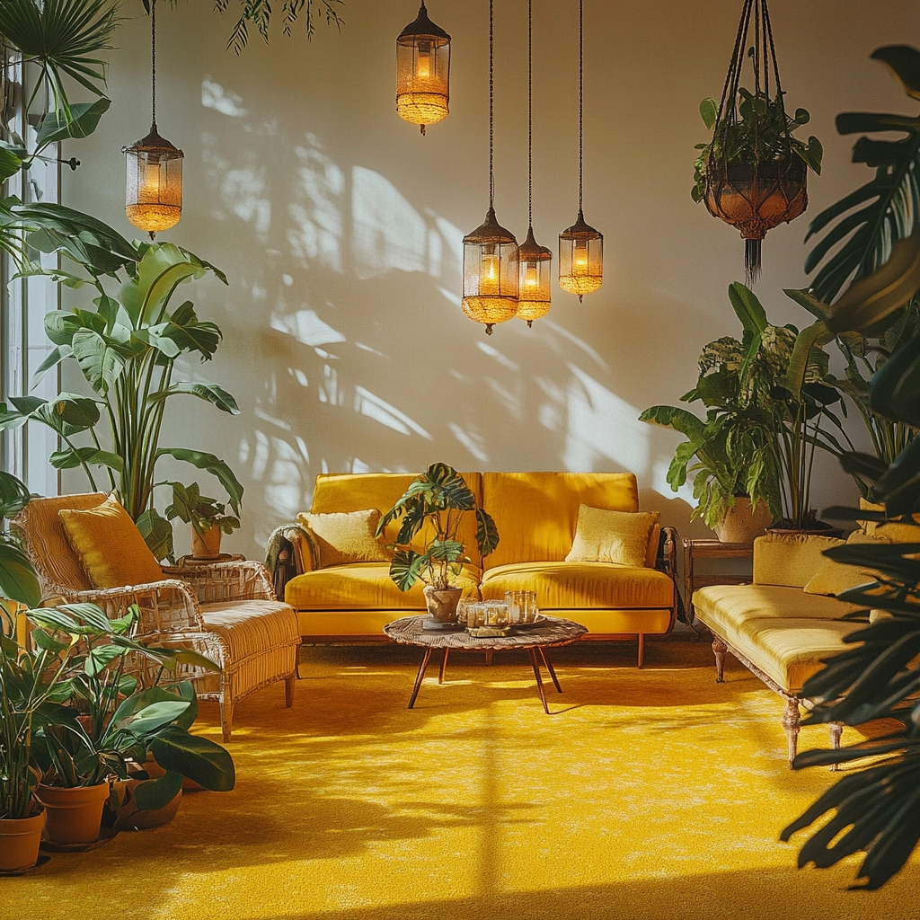yellow carpet living room 7