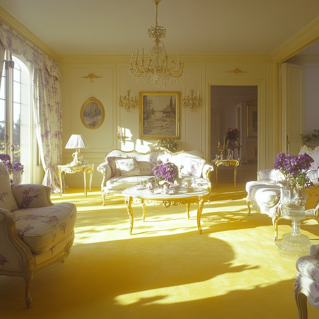 yellow carpet living room 74