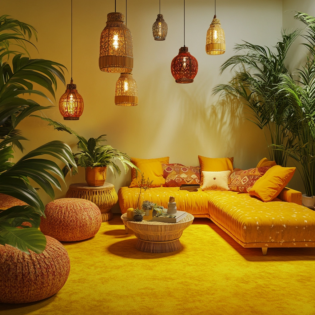 yellow carpet living room 8