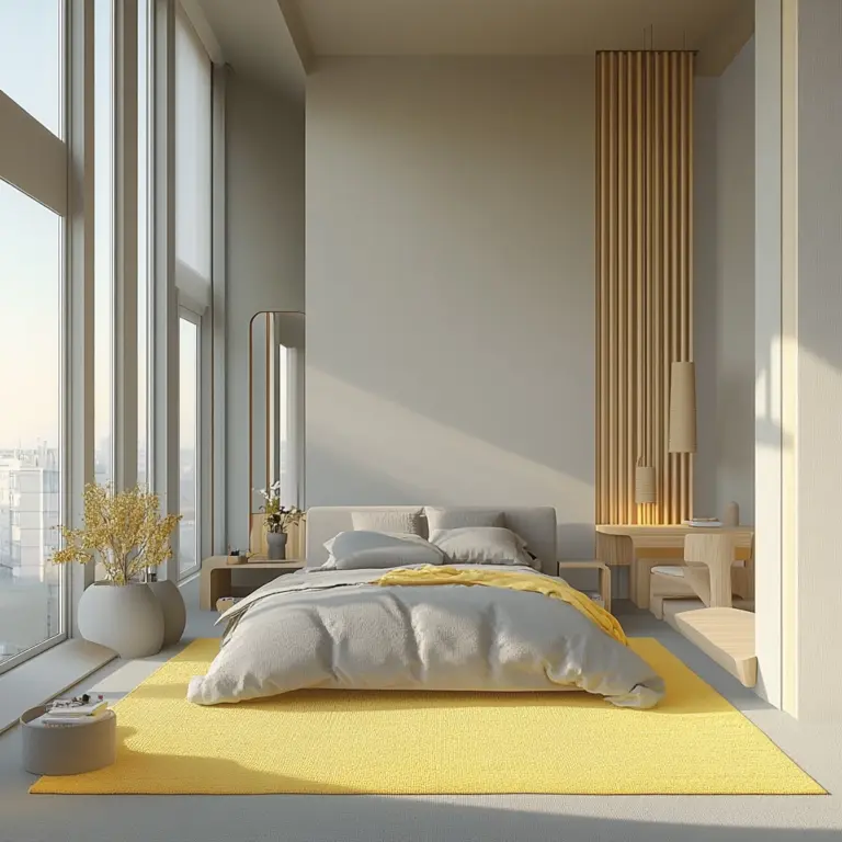 yellow rug bedroom 1