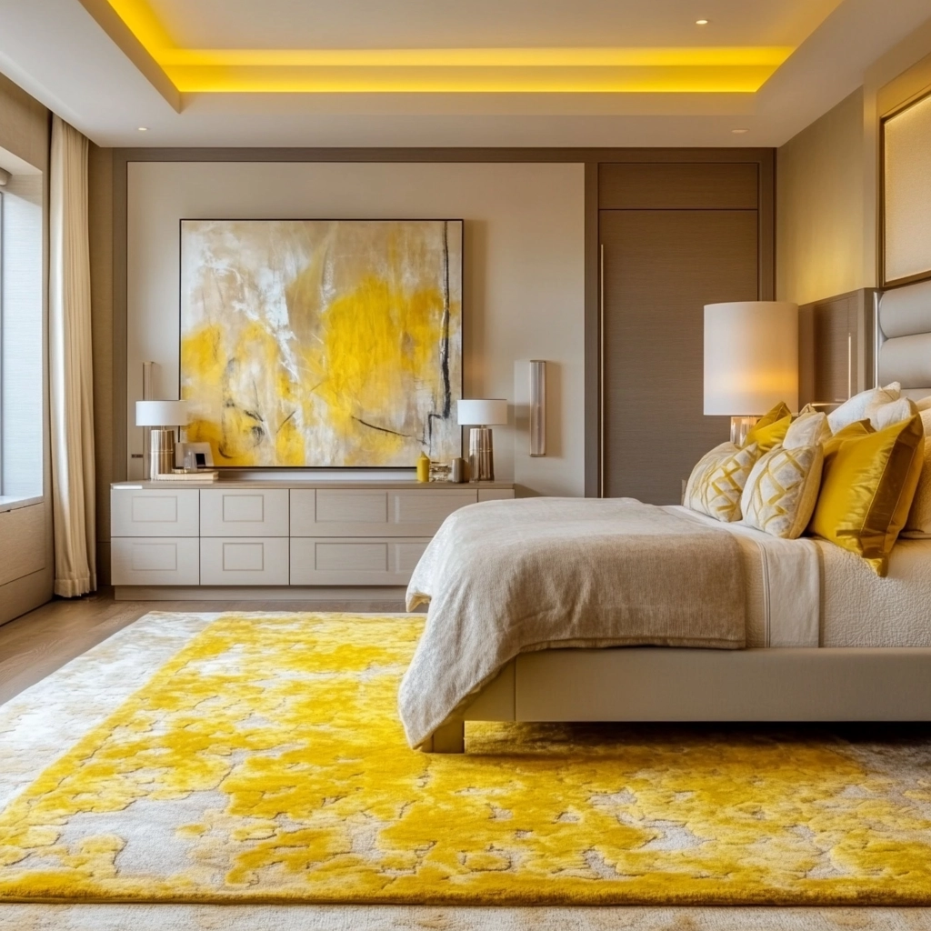 yellow rug bedroom 10