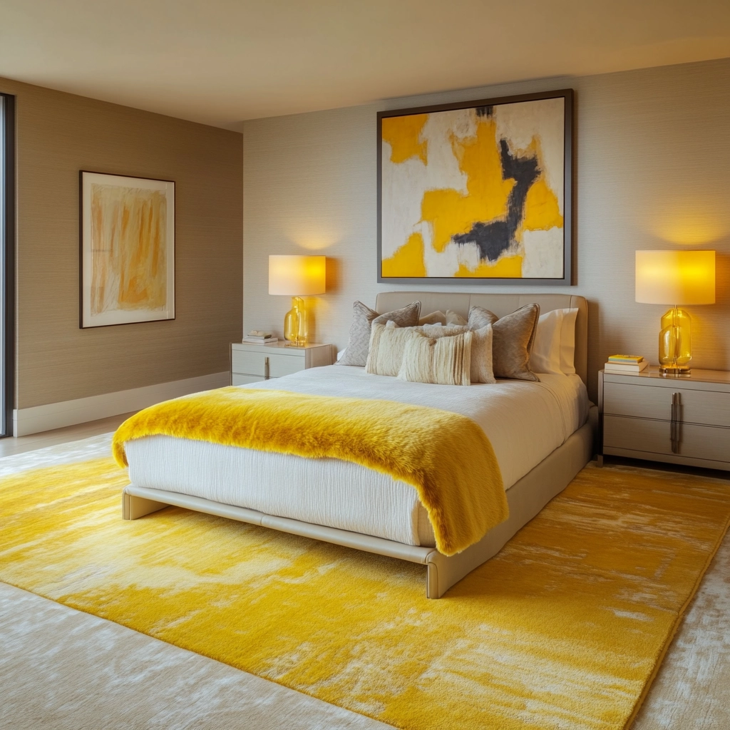 yellow rug bedroom 11