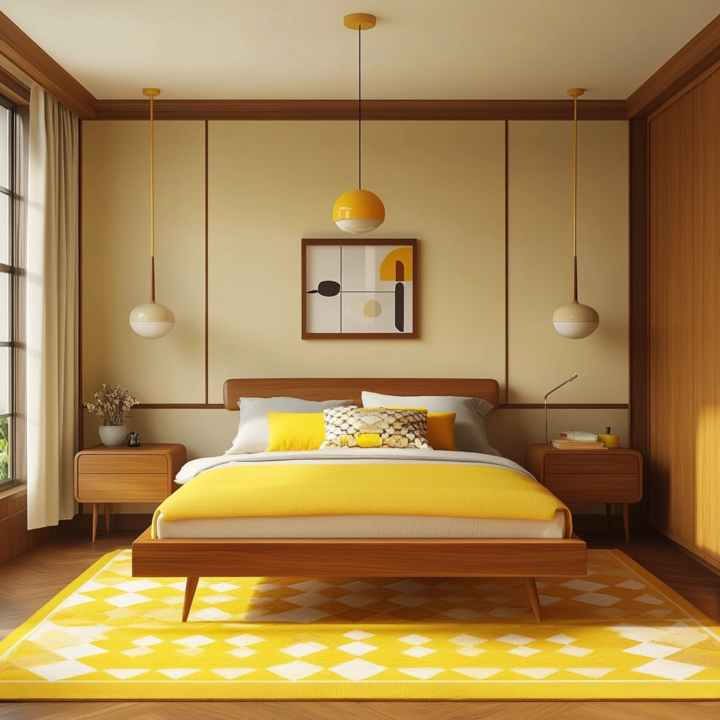 yellow rug bedroom 15