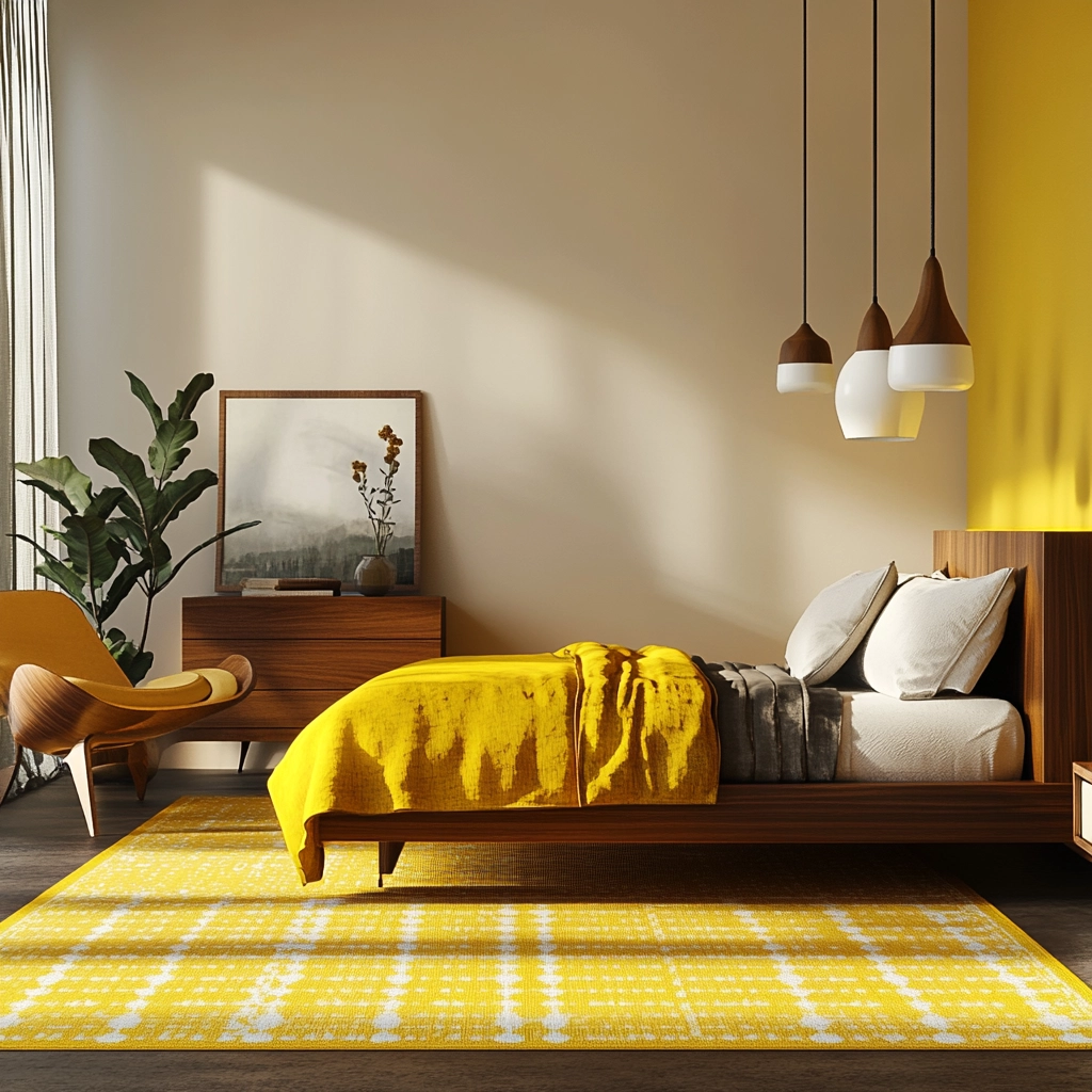 yellow rug bedroom 16