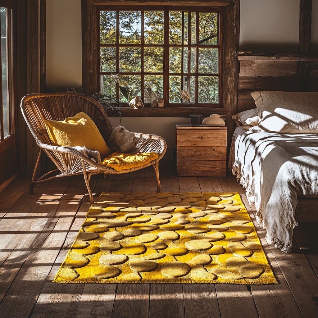 yellow rug bedroom 17