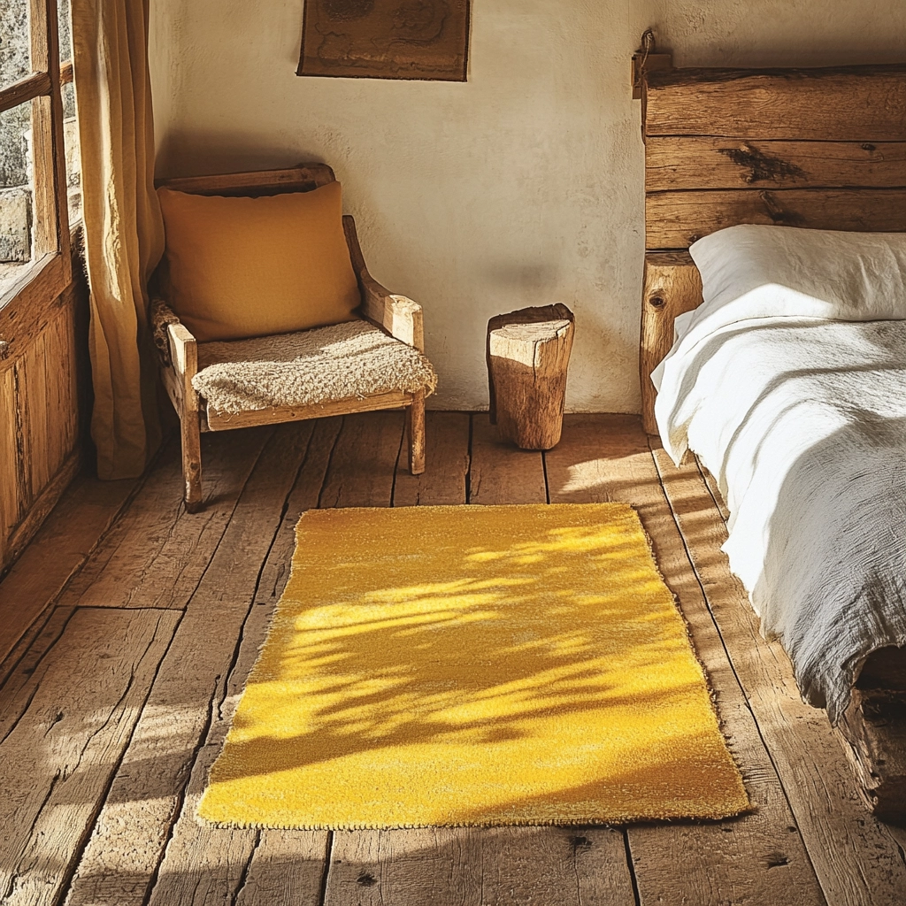 yellow rug bedroom 18